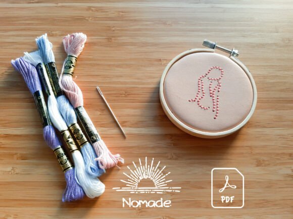 One Line Feminine Motif 6 for Leathercraft